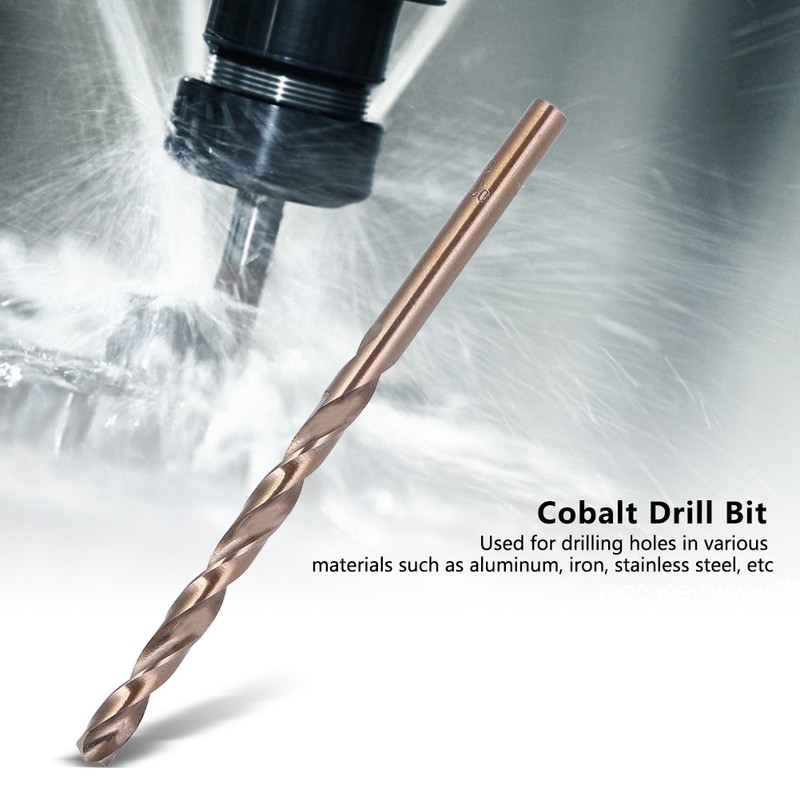 10Pcs Cobalt Drill Bits Set Twisted High Speed Steel 3/16In