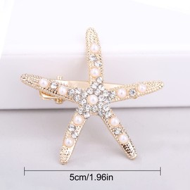 SIOPPKIK Pack of 3 Starfish Hair Clips Girls Flower Girl Accessories for Wedding Diamond Hair Clip Hair Pin