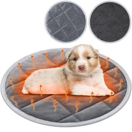 Drydiet 2 Pcs Cat Heating Pad Round 16 Inch Self Heating Cat Mat Washable Heated Cat Bed Anti Slip Cat Warming Pad Pet Bed Mat for Kennel Dog Crate Indoor Outdoor(Gray,19 Inch)