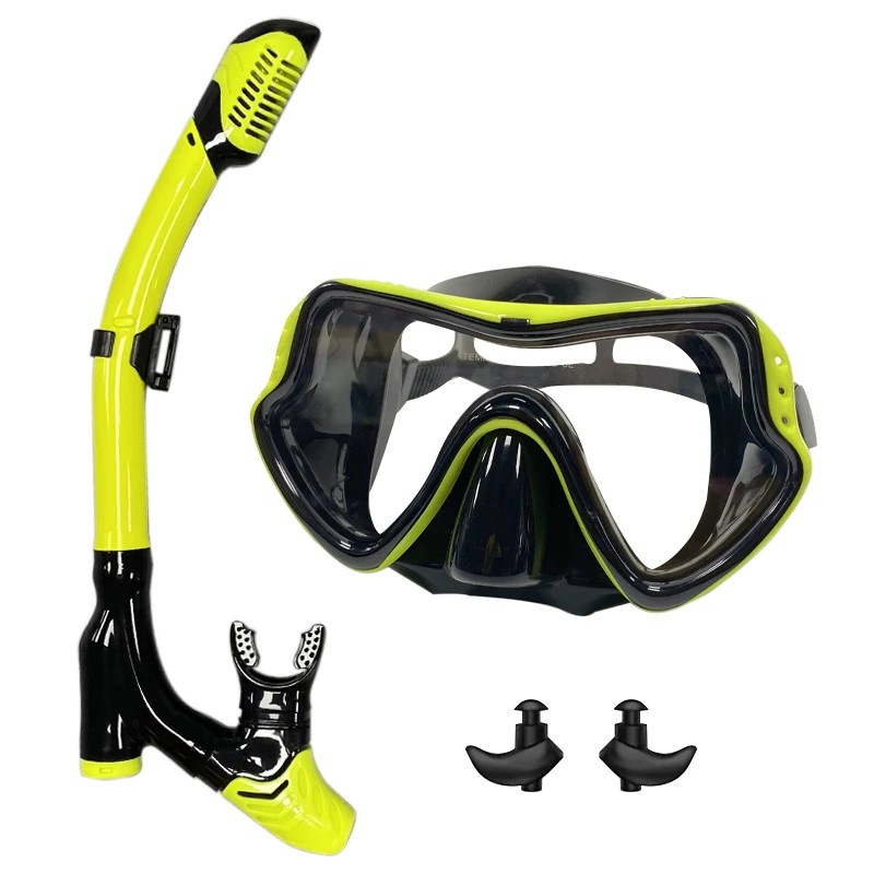 Snorkel Mask Set for Adults – Tempered Glass Diving Goggles