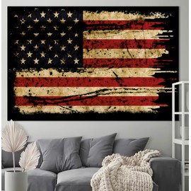 OIOVOIO American Antique Flag Tapestry American Flag Tapestry Wall Hanging Vintage Stars and Striped USA Flag Wall Tapestry for Bar Home Decor Bedroom Living Room Wall Decor (60" W x 40" H)