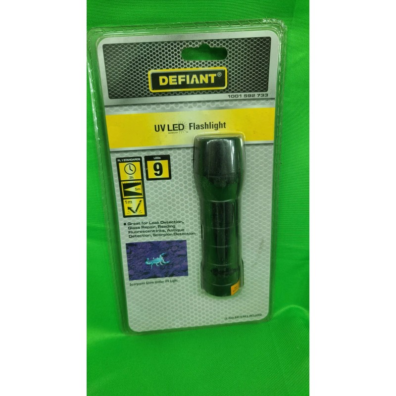 Defiant LOT OF 2 DEFIANT 9 UV LED ALUMINUM FLASHLIGHT-100