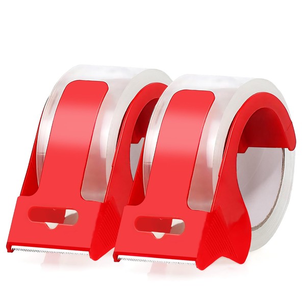 BFHKXW 2 Rolls Clear Packing Tape with 2 refillable Dispenser,