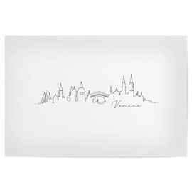 artboxONE Poster 30 x 20 cm Black and White Pen Line Silhouette Venice - Picture Skyline Art Banner