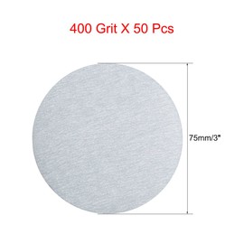 uxcell 50 Pcs 3-Inch Aluminum Oxide White Dry Hook and Loop Sanding Discs Flocking Sandpaper 400 Grits