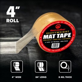 WrestlingMart Heavyweight Wrestling Mat Tape - Durable 4" Wide, 8mil Thick Clear Vinyl Wrestling Tape for Mats - Long-Term Application, Maximum Strength, Tear-Resistant & Reusable - 84' Long (1 Roll)