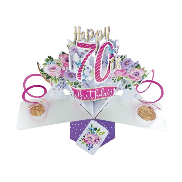 Second Nature 70th Birthday Flowers Pop Up Greeting Card - POP195