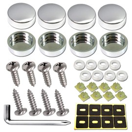 ZXFOOG Stainless Steel License Plate Screws-Rust Proof Car Tag Bolts for Fastening Front or Rear License Plate Frames with Screw Black Caps (M6 Screws+Chrome Caps)
