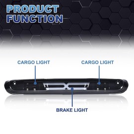 PIT66 LED 3rd Brake Light, Compatible with Chevy Silverado/GMC Sierra 2007-2014 Compatible with H-ummer H3T 2009-2010 High Mount Stop Light Third Brake Light Cargo Smoke Lens Black Housing