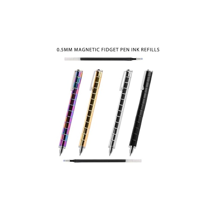 AkoSlale 10 Pack Magnetic Fidget Pen Refills, Black Ink Replacement