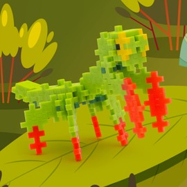 PLUS PLUS - Praying Mantis - 70 Piece, Construction Building Stem/Steam Toy, Interlocking Mini Puzzle Blocks for Kids, Mini Maker Tube