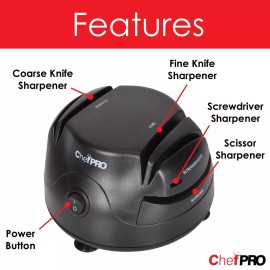 Chef Pro 3-In-1 ELECTRIC KNIFE SHARPENER SYSTEM by PREMIUS, Great for Kitchen and Spor...