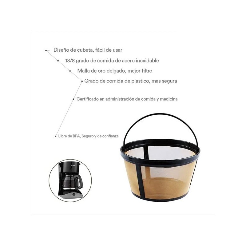 Filtro de Café Permanente Reutilizable de Camasta Para Cafeteras de