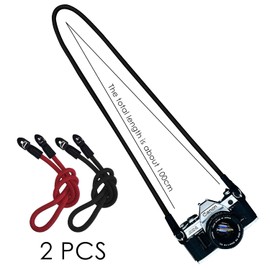 DUINIU 2 Pieces of Mirrorless Long Camera Straps, Camera Straps, Mountaineering Rope Camera Straps, Hand-Sewn Camera Straps (Black, Red)