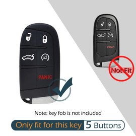GFDesign 2Pcs Silicone 5 Buttons Key Fob Cover Remote Case Keyless Protector Compatible with Jeep Grand Cherokee Chrysler 300 200 Dodge Charger Challenger Durango Journey Dart Viper Ram (Black)