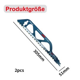 Wjelet Pack of 2 Reciprocating Saw Blades, Reciprocating Saw Blade Stone with Safety Glasses, Carbide Steel Stone Saw Blade, 305 mm Stone Saw, for Aerated Concrete, Wood, Metal, Brick, Concrete, Cement Plate (S1243HM)