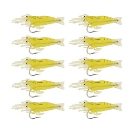 LT Easiyl Pack of 30 Soft Shrimp Bait, Length 4 cm, Shrimp Worm Bait, Soft Bait, Shrimp Simulation, Soft Shrimp Bait, Bait Hook for Saltwater, Freshwater, Perch, Trout, Catfish, Yellow