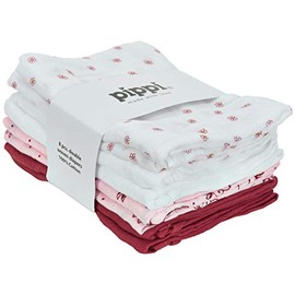 Pippi Muslin Nappies Set - Burp Cloths - Pack of 8 cloth nappies - Cotton, 70x70