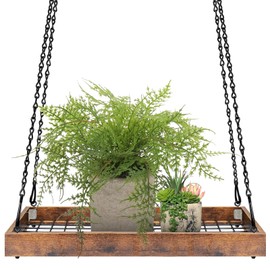 Lilybud--lily Plant Hanger Indoor Outdoor, 16" Large Hanging Planters for Indoor Plants Hanging Plant Holder Wood Metal Hanging Plant Shelf Large Hanging Baskets for Plants Outdoor Window Ceiling