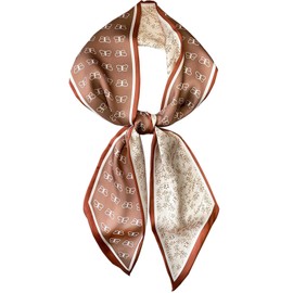 Dailyacc Hair Scarf for Women Fashion Silky Satin Headscarf Wrap Breathable Lightweight Neck Scarves For Handbag Accessories, 1w1 - Reddish Brown /59"*5.9", 5.9 x 59inch