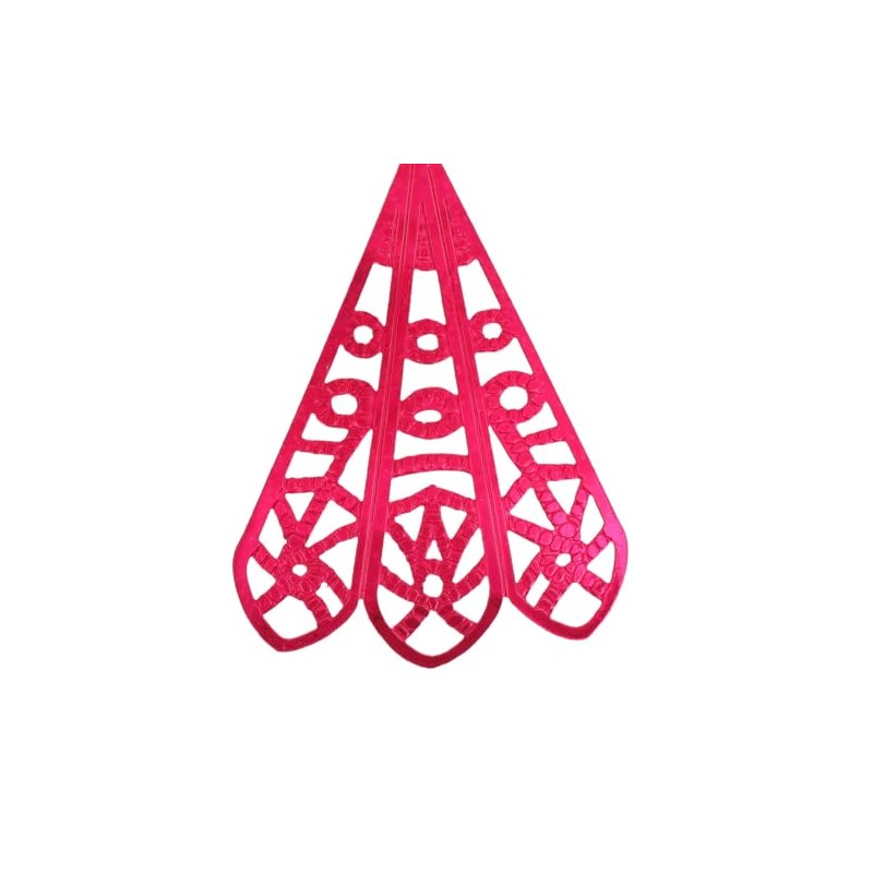 Pierced Earrings Fuschia Pink Mettalic 2 1/8' Usa Made Adorable