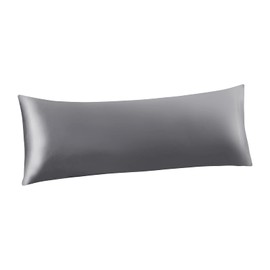 Ersmak Satin Body Pillow Cover, 20x54 Inches Grey Ultra Soft Case for Hair and Skin, Silky Slip Cooling Long Side Pillowcase With Envelope Closure