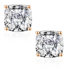 SMILEST 1-3 Carat Cushion Cut Moissanite Earrings for Women Men, D Color VVS1 Clarity Lab Created Moissanite Earrings 18K White Yellow Rose Gold Black Ruthenium Gold Vermeil Moissanite Stud Earrings,