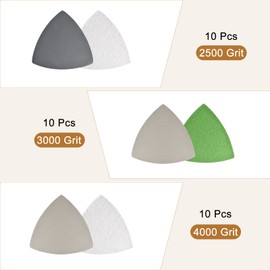sourcing map Set of 30 Triangle Detail Sandpaper Sandpaper Set 2500/3000/4000 Grit 3-1/2 Inch Velcro Silicon Carbide Sanding Pads