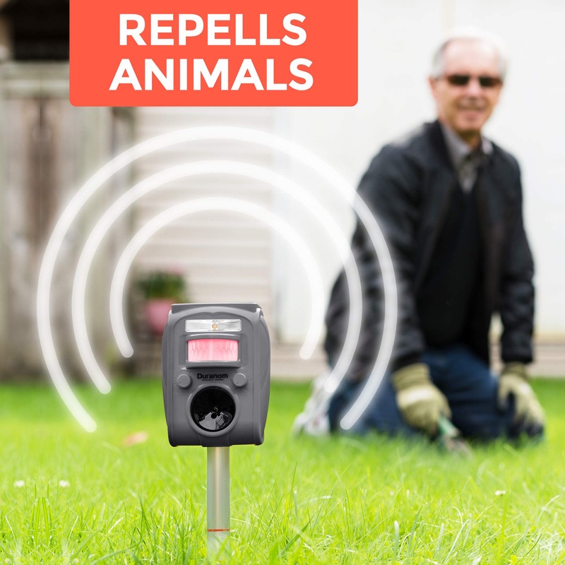 DURANOM Ultrasonic Animal Repeller – Solar Powered Outdoor Deterrent with