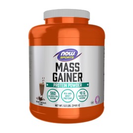 NOW Sports Mass Gainer Protein Powder, Creamy Chocolate Flavor, Pea and Whey Protein Blend, 5.5 lbs.