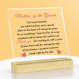 Mother of the Groom Gifts Acrylic Decor Signs Plaque with Stand Mom of the Groom Gift Wedding Thank You Gifts for Mom Mother in Law Decorations Son to Mom Gifts Engagement Bridal Shower Gift