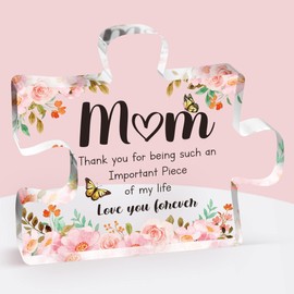 Gifts for Mum - Acrylic Block Puzzle Mum, Touching Sayings Engraved Mum Birthday Gifts, Birthday Christmas Thanksgiving Day Presents for Mum/Step-Mum from Daughter & Son