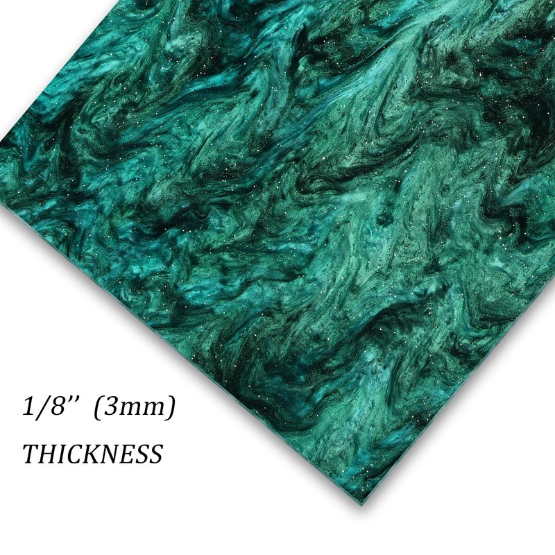 TOEPODO Pearlescent Marble Acrylic Sheets 1/8" Glitter Cast Opaque Plexiglass