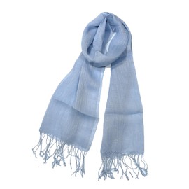 Shanlin Unisex 100% Linen Scarves for Men and Women (71"x22") (Light Blue)