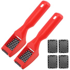 Omninmo 2pcs Shaver Blade Holder, Includes 6 Half-Round Shaving/Shaping Blades - Steel Rasp Block Plane, One Hand Surform Shaver Handle, Dent Repairs, Wood Fiberglass File Tool (Red)
