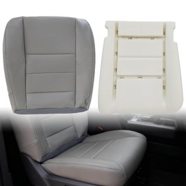 AOUTTUOA Driver Side Bottom Microfiber Leather Seat Covers & Foam Cushion Pad Gray Fit for F250 F350 F450 F550 Super Duty, Lariat XL, FX4 & XLT, Regular, Super & Crew Cab 2002 2003 2004 2005 2006 2007