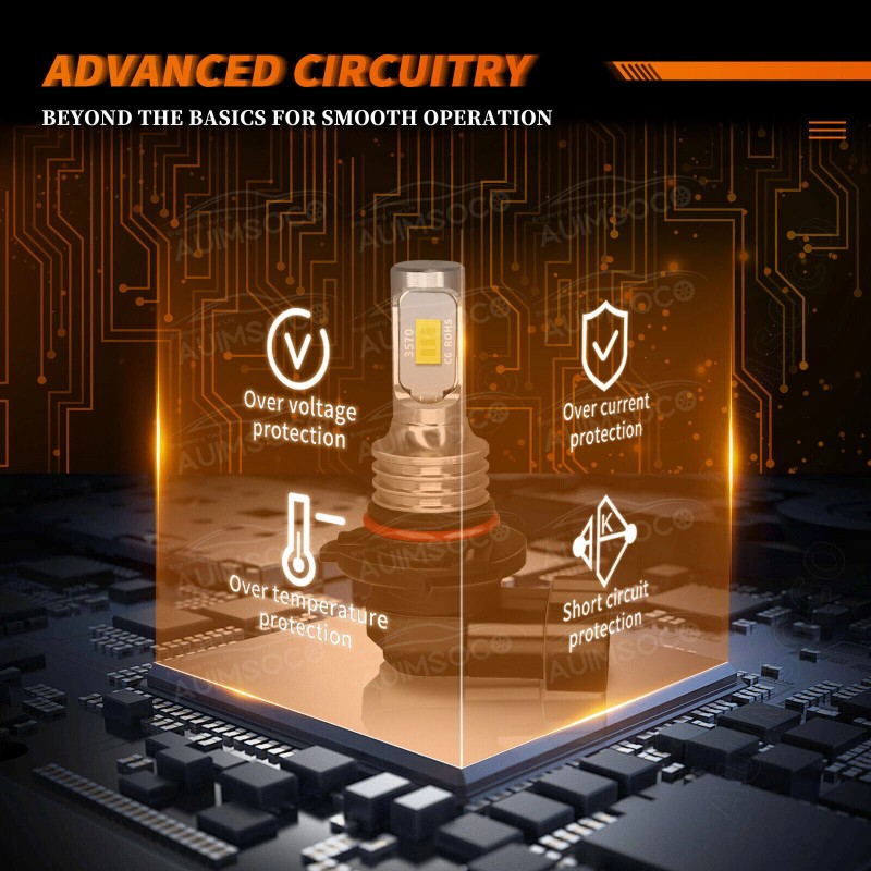 AUIMSOCO 9006 LED Lamps Combo Bulbs 6500K High Low Beam