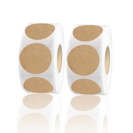 1 Inch Round Color Coding Labels, Brown Garage Sale Price Stickers, Permanent Adhesive Dots with Perforation Line- Kraft/ 1000Pcs
