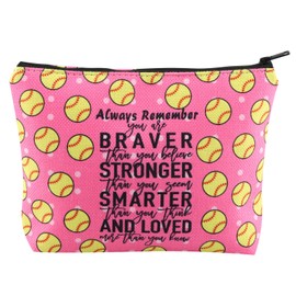 WCGXKO Softball Gift Softball Player Coach Gift Softball Zipper Makeup Pouch For Softball Lover (Softball)