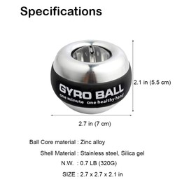 GOZATO Auto-Start Wrist Power Gyro Ball, Wrist Strengthener and Forearm Exerciser for Stronger Arm Fingers Wrist Bones and Muscle with LED Lights