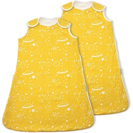 nurturem Baby Sleeping Bag (Yellow, Pack of 2)-100% Soft Organic Cotton Swaddles For Newborn (3-18 M) - 0.8 Tog Machine Washable Sleeping Bag Baby Swaddle Blankets, Swaddle Bag For All Year Round Use