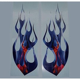 Flame in Flame Duo Decal Kit Golf Cart, ATV, RC Truck, Car Motorcycle, Helmet (Blue with Red Accent)