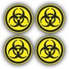 4 Pack Biohazard Warning Stickers - 50mm Vinyl Labels -