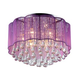 Warehouse of Tiffany RL7920/6 Erida 6-Light Chrome Ceiling Lamp Flush Mount, Purple