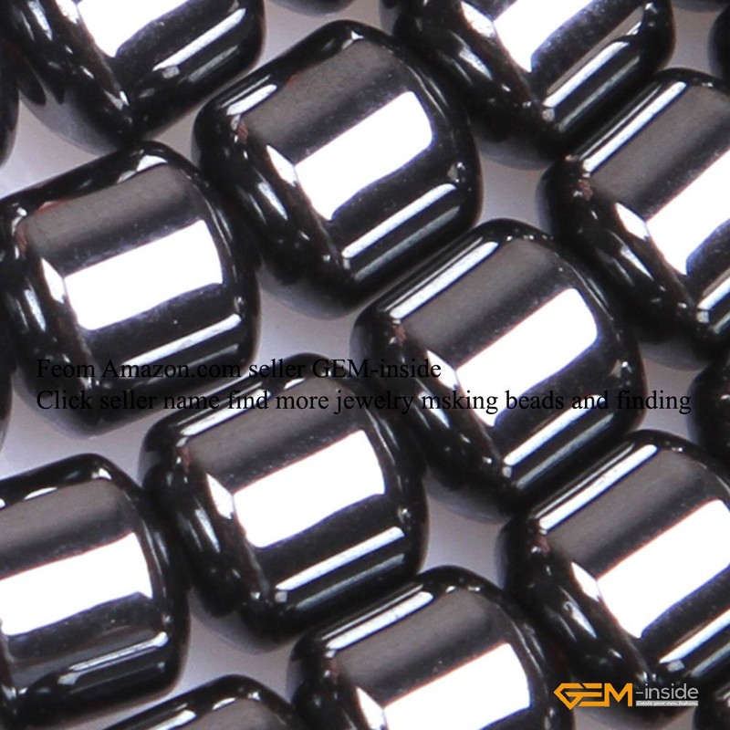 GEM-inside Hematite Without Magnetic Cylindrical Smooth Agate Beads 6x6mm For