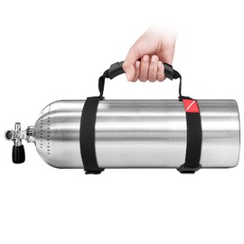 Pecihiko Scuba Diving Tank Carrier, Heavy-Duty Webbing 316 Stainless Steel Adjustable Tank Holder Air Cylinder Carrier Strap with Ergonomic Handle, Non-Slip Pad, and Dive Flag Design Black