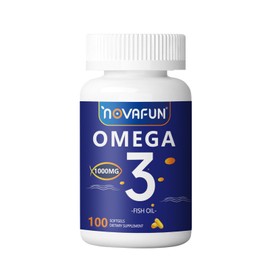 Novafun Omega-3 Fish Oil 1000 mg Softgels, Omega-3, EPA, DHA, Joint, Brain, Vision, Heart, 100 Day Supply - 100 ct