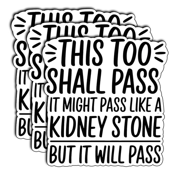 (3Pcs) This Too Shall Pass Kidney Stone Humor Stickers Funny