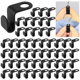 60 Pcs Hanger Hooks, Space Saving Hangers Multi-layer Stackable Hangers Space Savers Hooks Hanger Extender Clips Cascading Clothes Hooks for Wardrobe Clothes Organizer Black