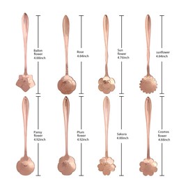 Snamonkia Set of 16 Stainless Steel Dessert Spoons for Coffee, Ice Cream and Tea, Flower Sugar Spoons 4.9 Inches for Demitasse Espresso (Rose Gold)